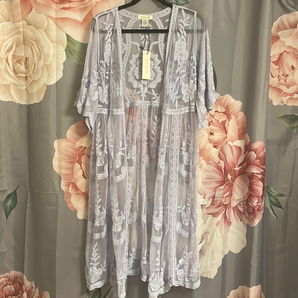 Rachel Zoe blue lace boho coverup OS